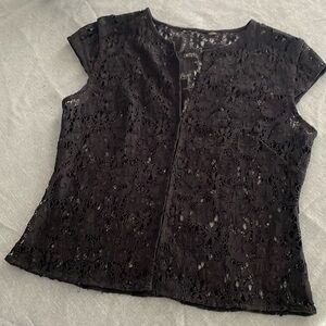 Banana Republic black lace cap sleeve cardigan